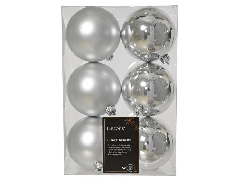 Kaemingk Shatterproof Plain Baubles Pack 6