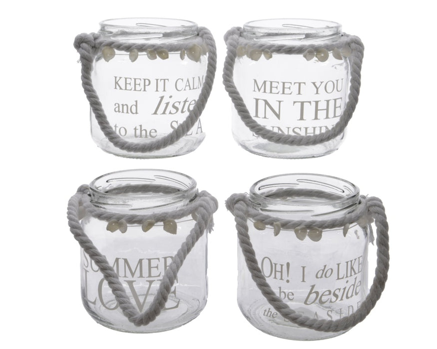Kaemingk Glass Tealight With Bow Shells