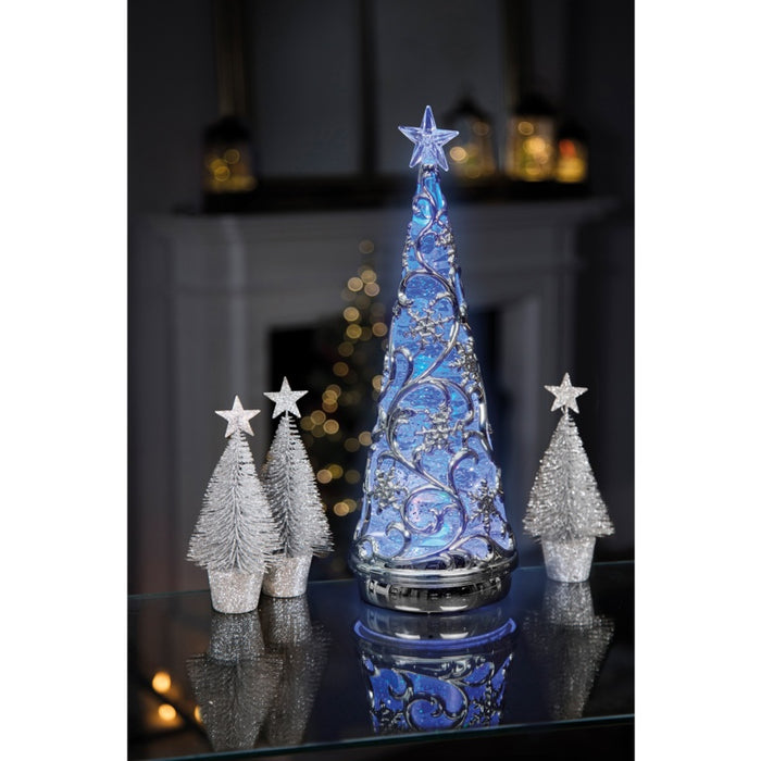 Premier Lit Chrome Tree With Star Colour Changing LEDs