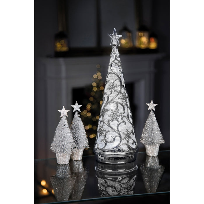Premier Lit Chrome Tree With Star Colour Changing LEDs