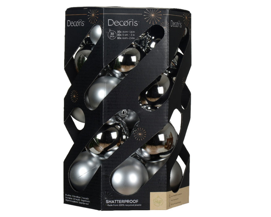 Kaemingk Baubles Polystyrene Silver Pack 30