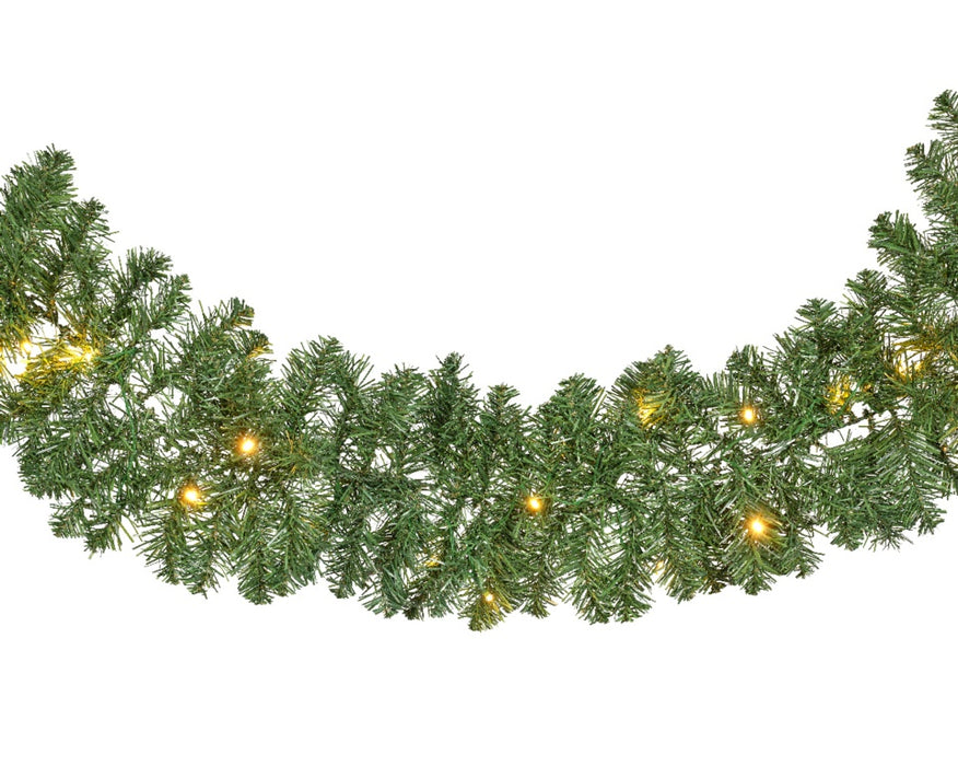 Kaemingk Imperial Garland Green With Warm White LEDs