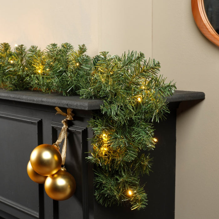 Kaemingk Imperial Garland Green With Warm White LEDs