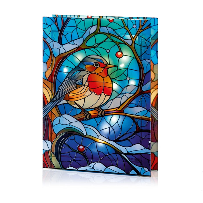 Premier Battery Operated Lit Glass Robin Table Top 50 LED Warm White