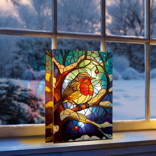 Premier Battery Operated Lit Glass Robin Table Top 50 LED Warm White
