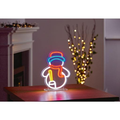 Premier Snowman Design Table Top Lit Neon Sign