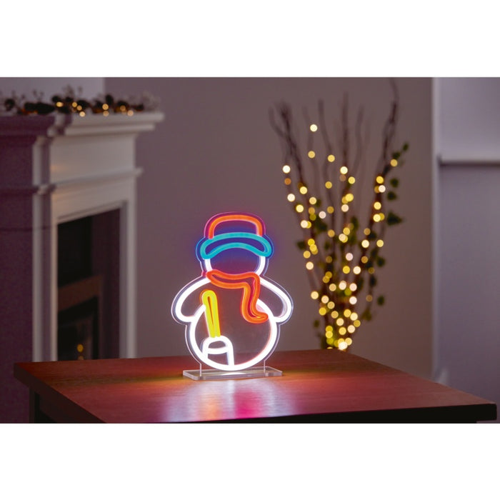 Premier Snowman Design Table Top Lit Neon Sign