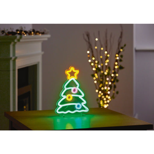 Premier Xmas Tree Table Top Lit Neon Sign