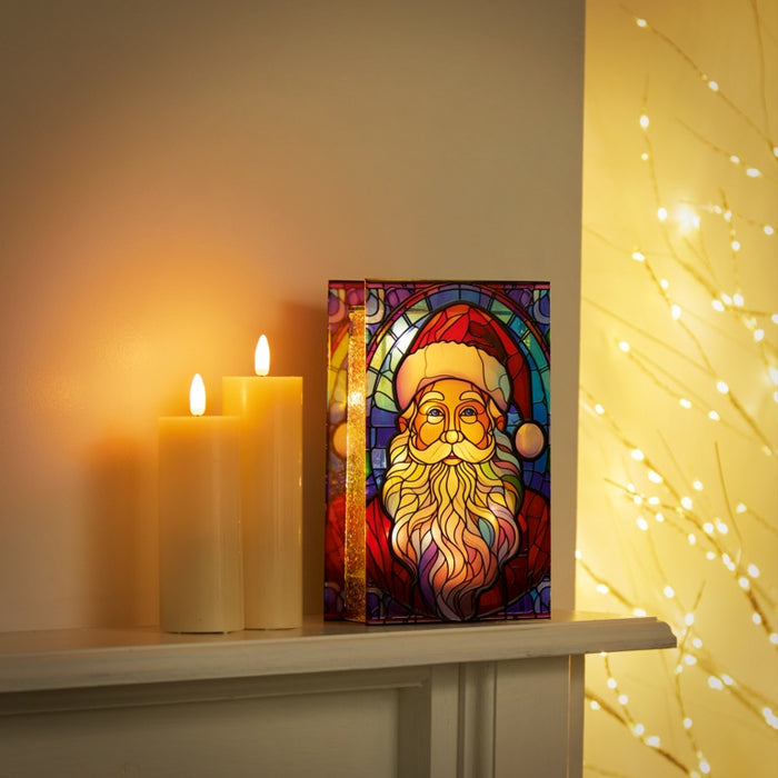 Premier Lit Santa Glass Table Top 50 Warm White LEDs