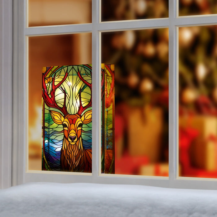 Premier Battery Operated Lit Stag Glass Table Top 25 Warm White LEDs