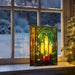 Premier Battery Operated Lit Candles & Holly Glass Table Top 50 Warm White LEDs