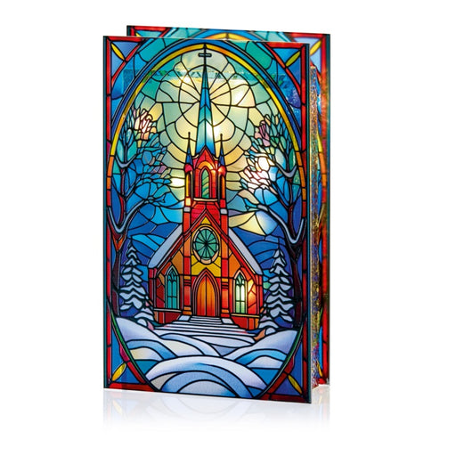 Premier Battery Operated Lit Village Church Glass Table Top 50 Warm White LEDs