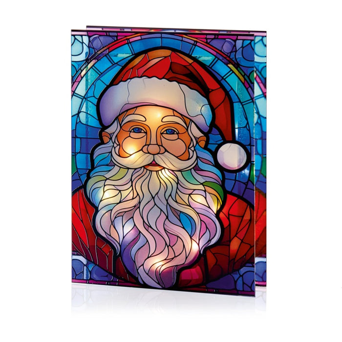 Premier Battery Operated Lit Glass Santa Table Top 50 Warm White LEDs