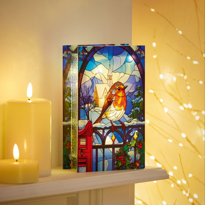 Premier Stained Glass Lit Decoration 21 x 13cm