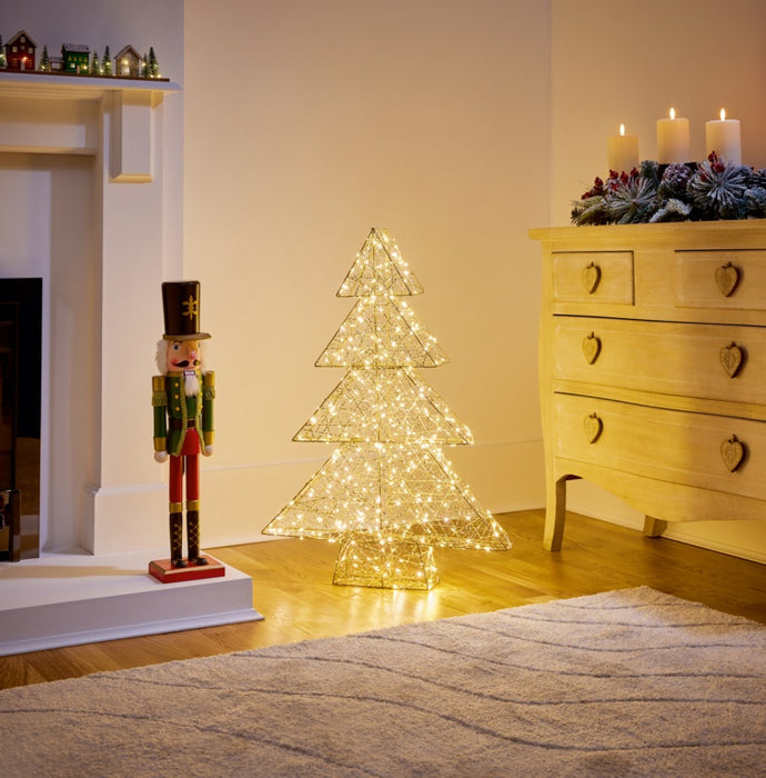 Premier Lit Golden Elegance Twist Christmas Tree