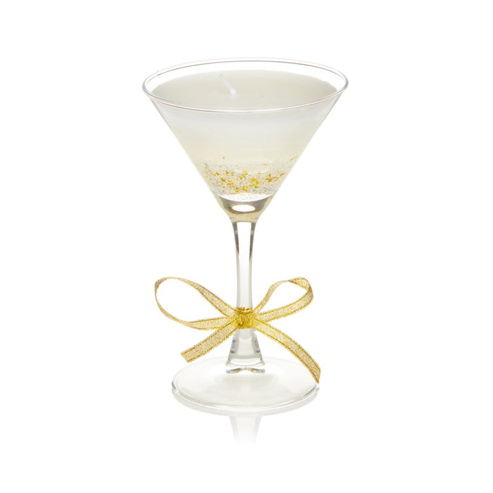 Premier Martini Glass Gel Candle With Gold Bow
