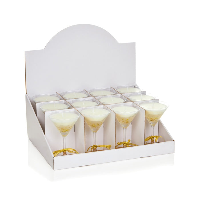 Premier Martini Glass Gel Candle With Gold Bow
