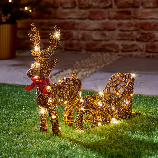 Premier Multi Act Lit Rattan Look Reindeer