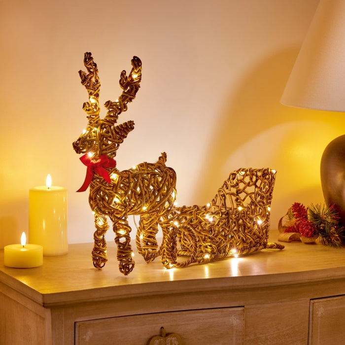 Premier Multi Act Lit Rattan Look Reindeer