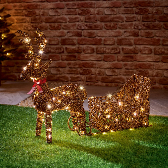 Premier Multi Action Lit Rattan Look Reindeer