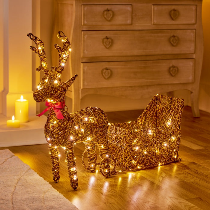 Premier Multi Action Lit Rattan Look Reindeer