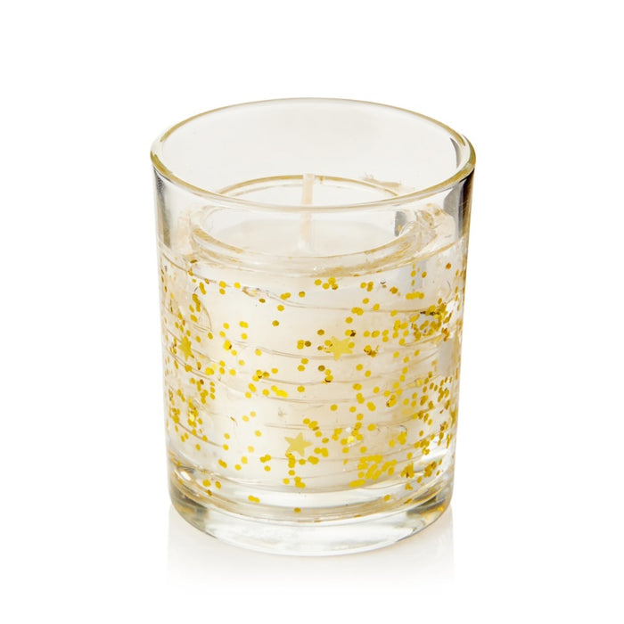Premier Lit Gold Glitter Gel Candle