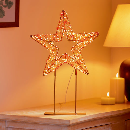Premier Twinkling Lit Gold Table Top Star