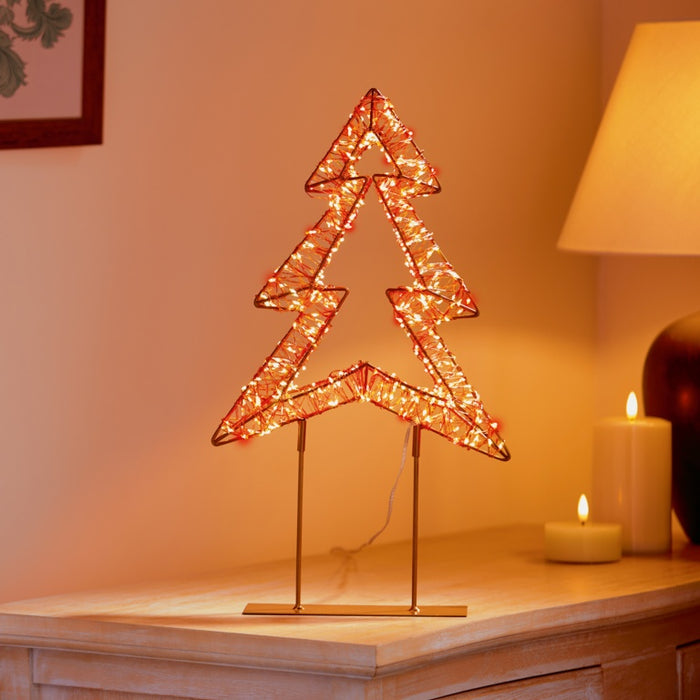 Premier Twinkling Lit Gold Table Top Tree