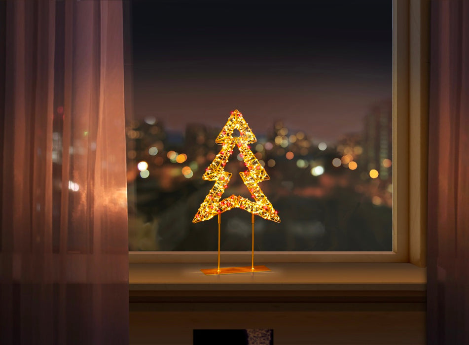 Premier Twinkling Lit Gold Table Top Tree